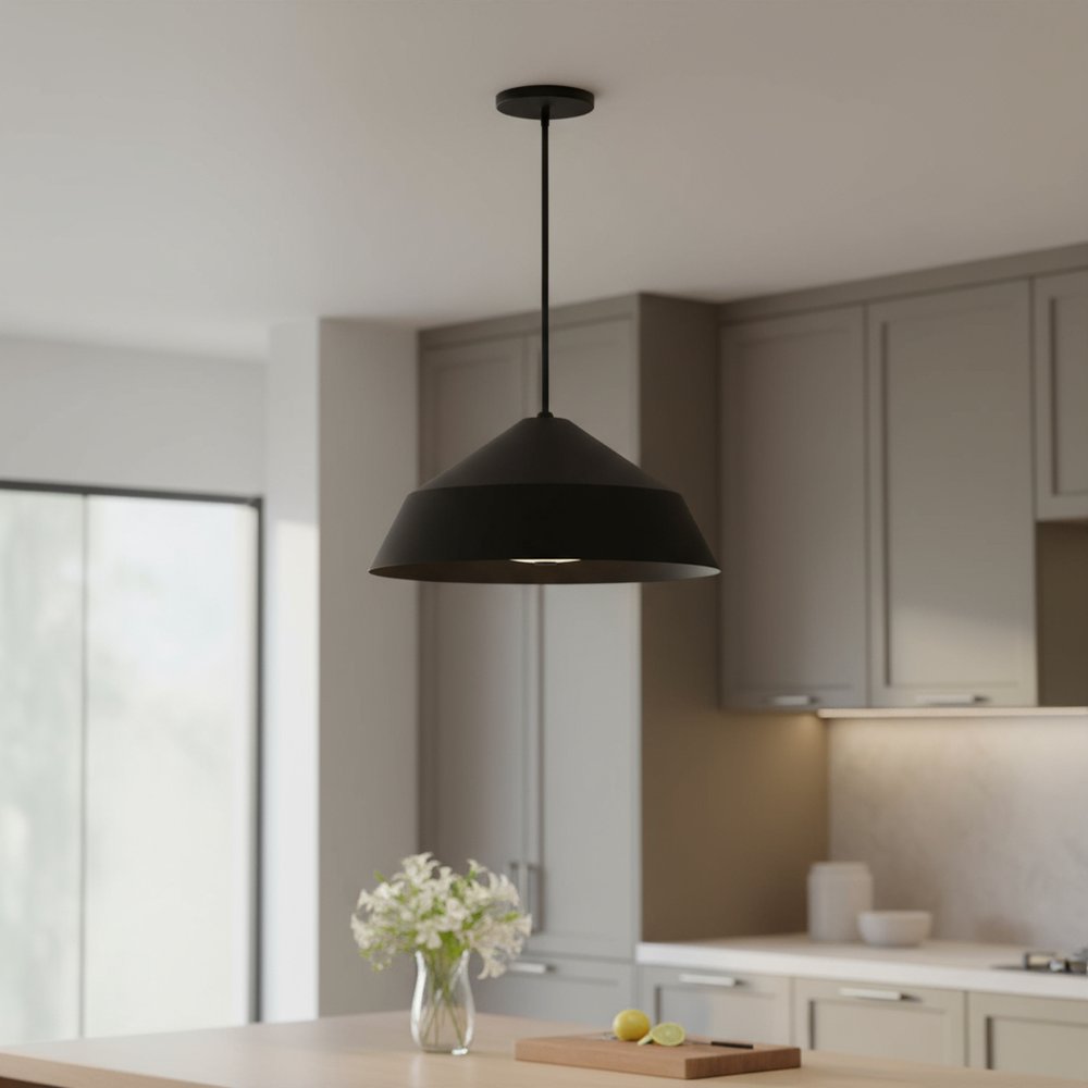 22" Black Aluminum Geometric LED Dimmable Outdoor Pendent Hanging Light