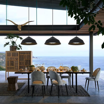 22" Black Aluminum Geometric LED Dimmable Outdoor Pendent Hanging Light