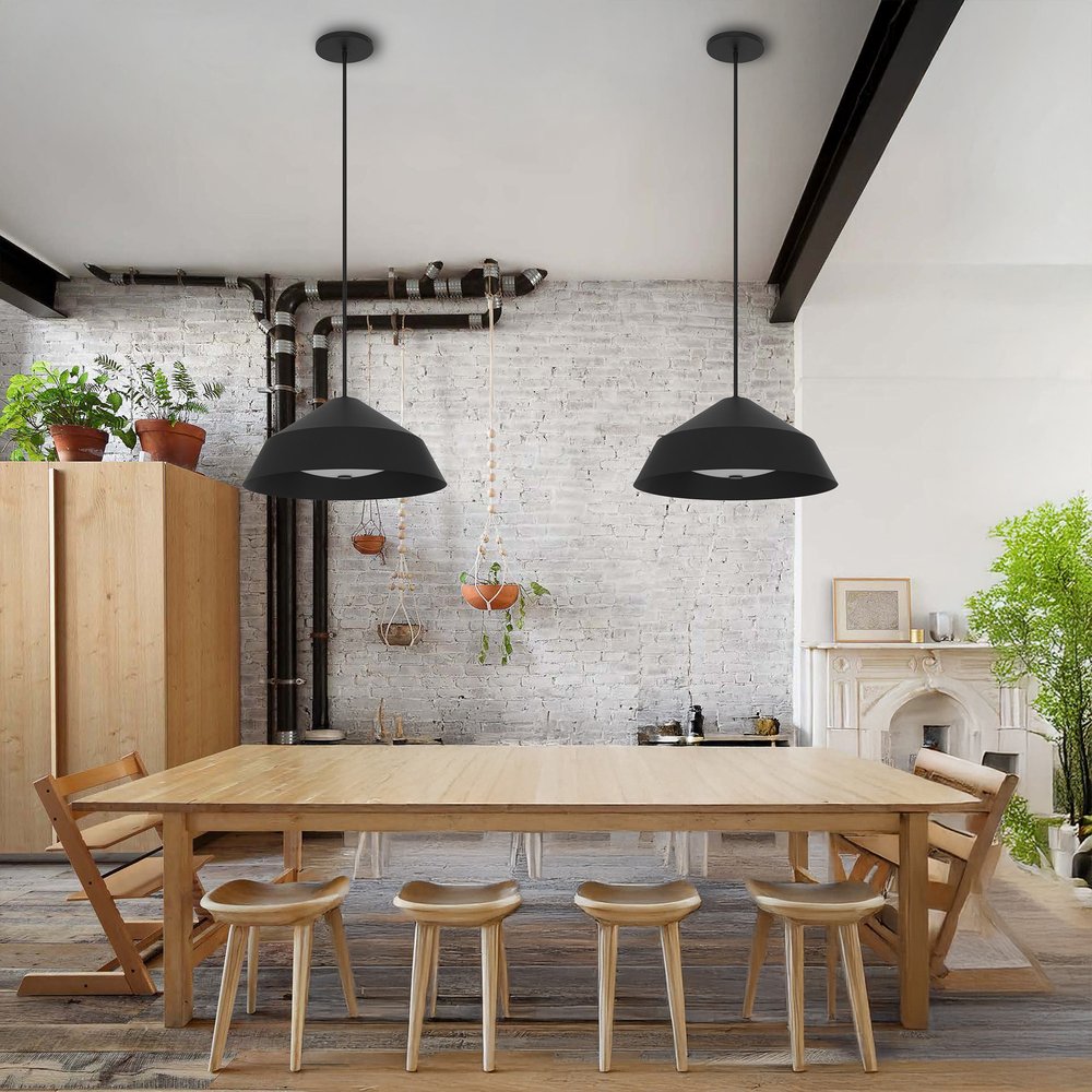 22" Black Aluminum Geometric LED Dimmable Outdoor Pendent Hanging Light