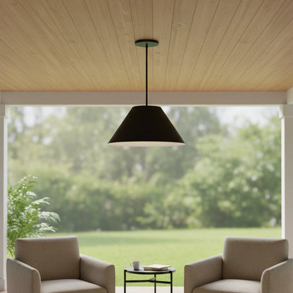 22" Black Aluminum Cone LED Dimmable Outdoor Pendent Hanging Light