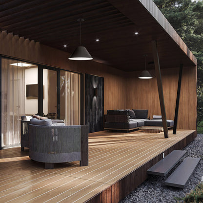 22" Black Aluminum Cone LED Dimmable Outdoor Pendent Hanging Light