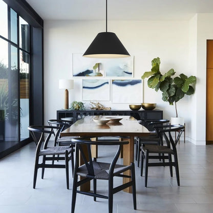 22" Black Aluminum Cone LED Dimmable Outdoor Pendent Hanging Light