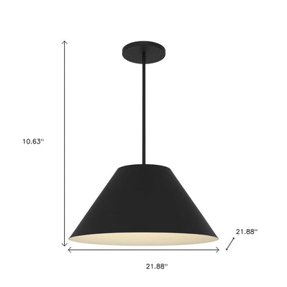 22" Black Aluminum Cone LED Dimmable Outdoor Pendent Hanging Light