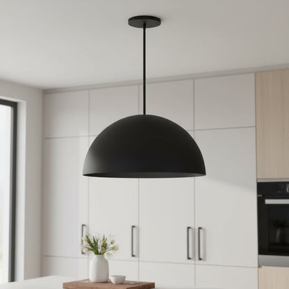 24" Black Aluminum Dome LED Dimmable Outdoor Pendent Hanging Light