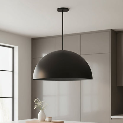 32" Black Aluminum Dome LED Dimmable Outdoor Pendent Hanging Light