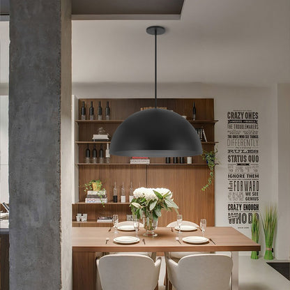 32" Black Aluminum Dome LED Dimmable Outdoor Pendent Hanging Light