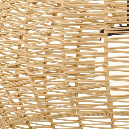 Natural And Black Rattan And Metal LED Dimmable Outdoor Hanging Pendent Light