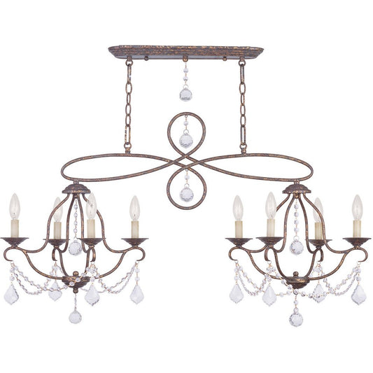 Eight Light Dimmable Chandelier With Shades