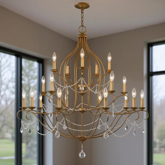 Twelve Light Dimmable Chandelier With Shades