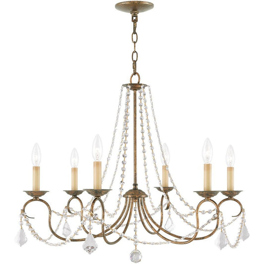 Six Light Dimmable Chandelier With Shades