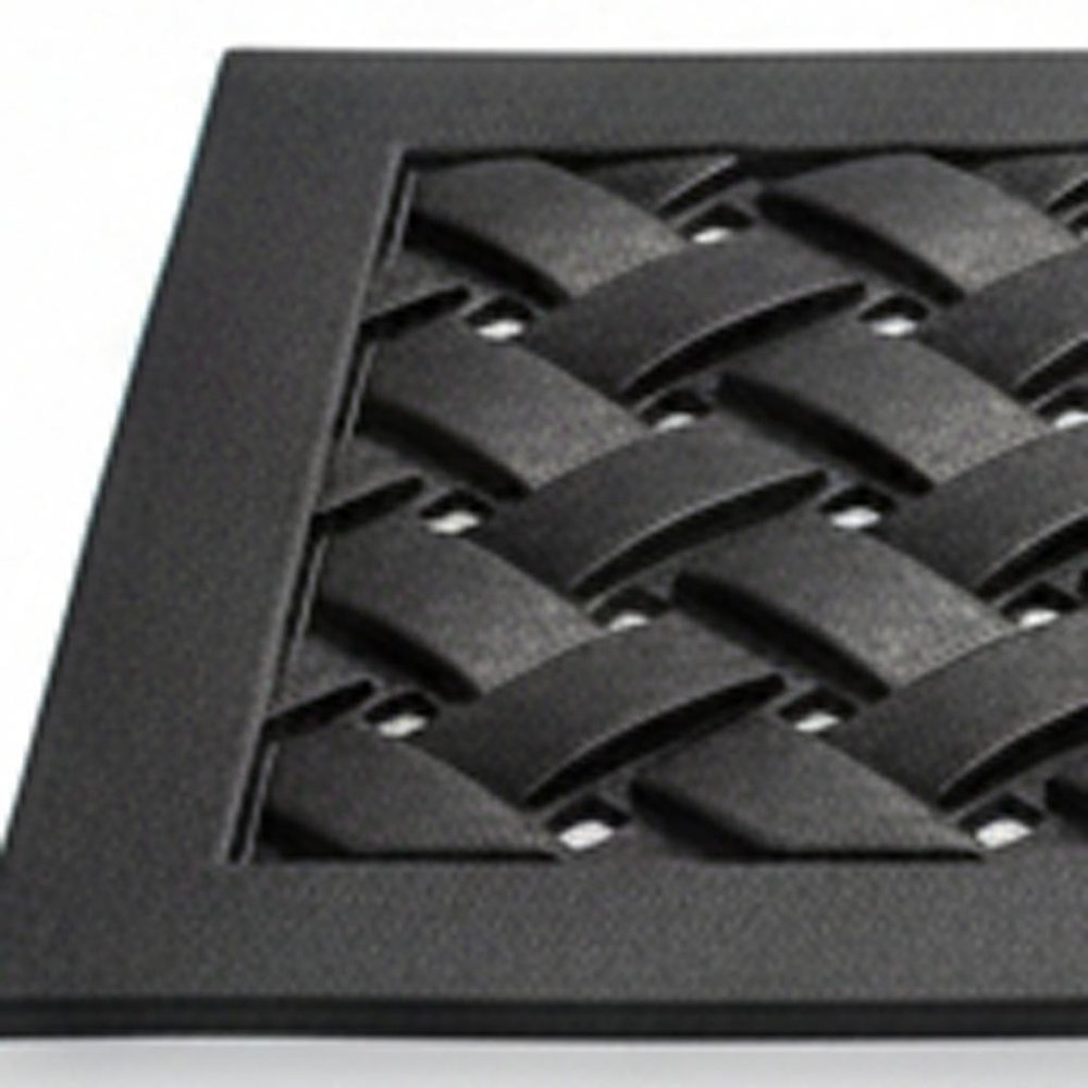 Set Of Six Black Lattice Outdoor Rubber Stair Treads