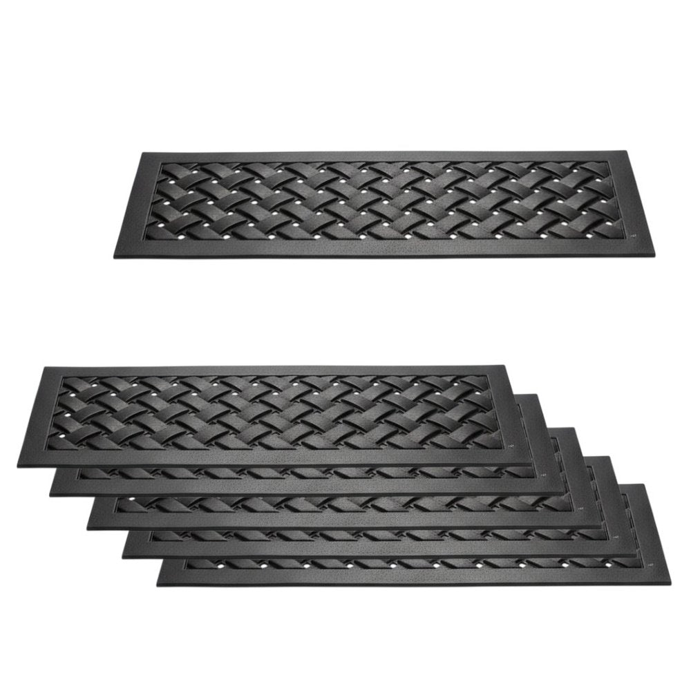 Set Of Six Black Lattice Outdoor Rubber Stair Treads