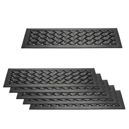 Set Of Six Black Lattice Outdoor Rubber Stair Treads