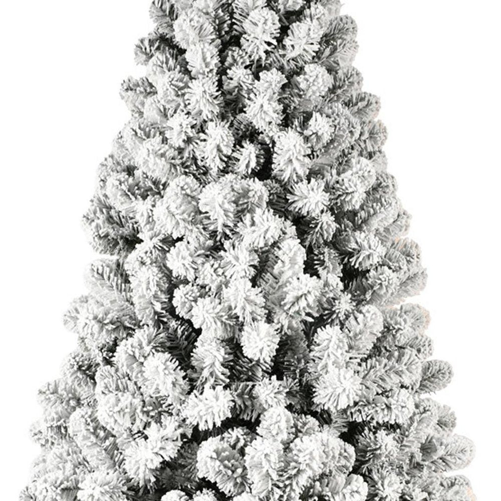 9' White Pre Lit Full Flocked Fir Christmas Tree