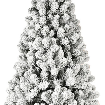 9' White Pre Lit Full Flocked Fir Christmas Tree