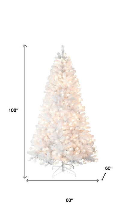 9' White Pre Lit Full Pine Christmas Tree