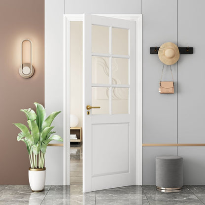 96" White Glass French Doors