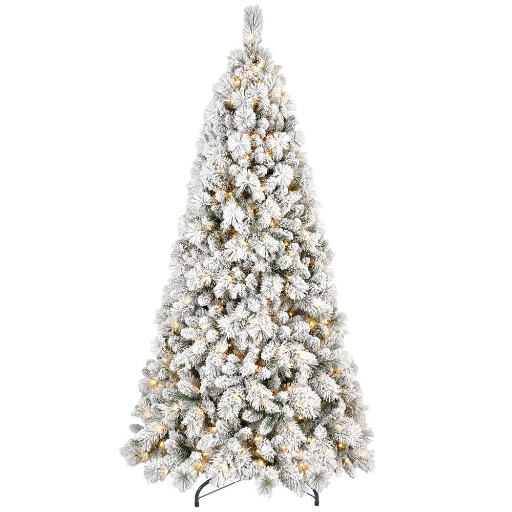 9' White Pre Lit Full Pine Christmas Tree