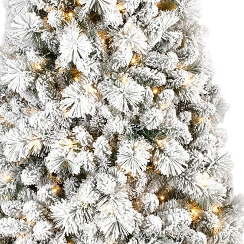 9' White Pre Lit Full Pine Christmas Tree