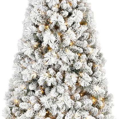 9' White Pre Lit Full Pine Christmas Tree