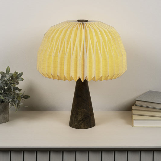 16" Natural Geometric Table Lamp LED With Dome Shade