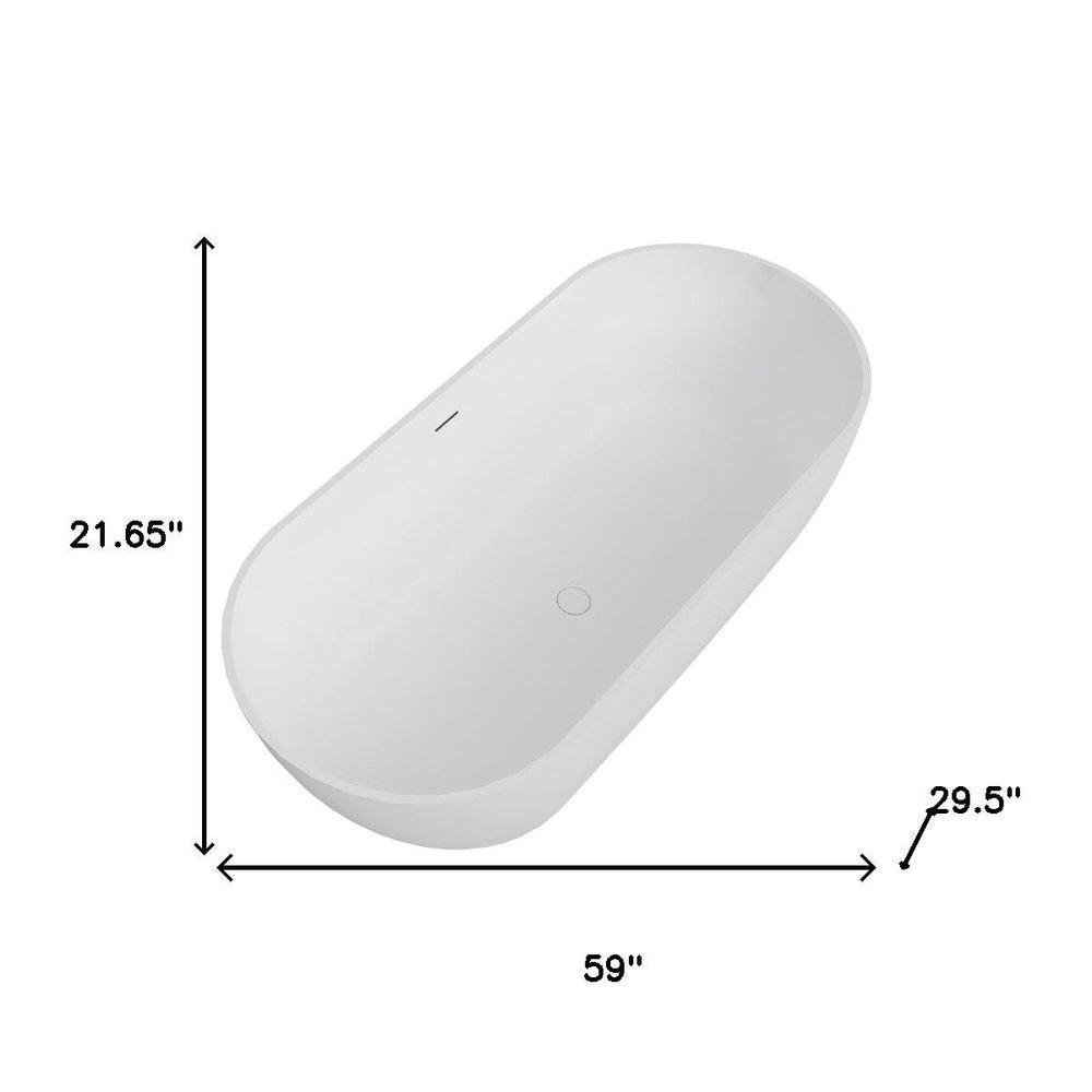 59" White Acrylic Oval Bath Tub