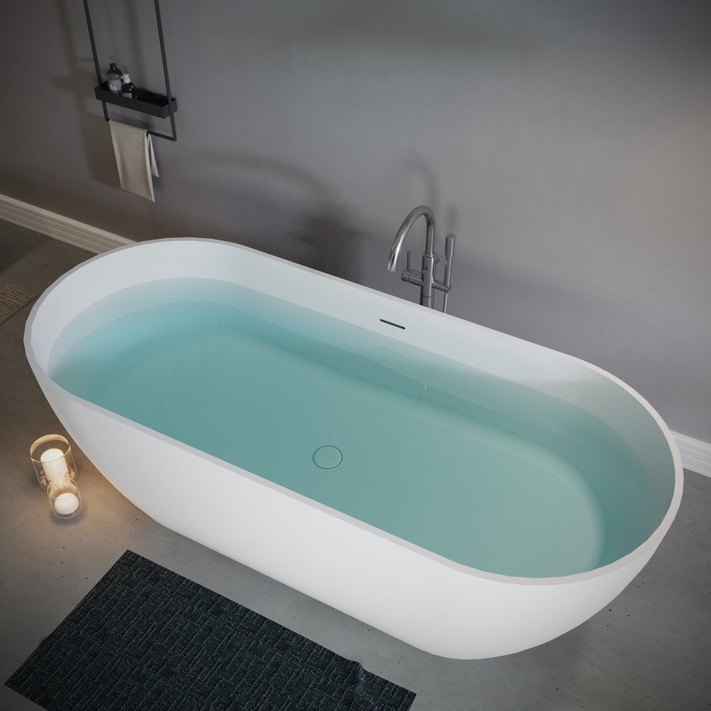 59" White Acrylic Oval Bath Tub