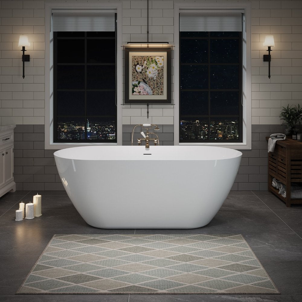 59" White Acrylic Oval Bath Tub