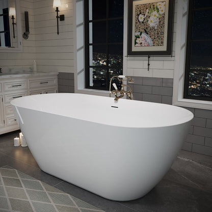 59" White Acrylic Oval Bath Tub