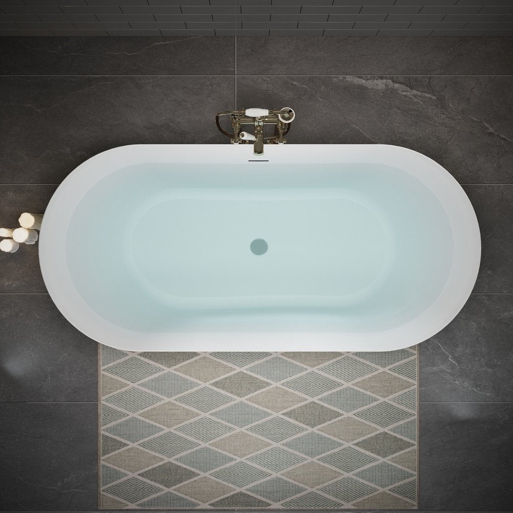 59" White Acrylic Oval Bath Tub