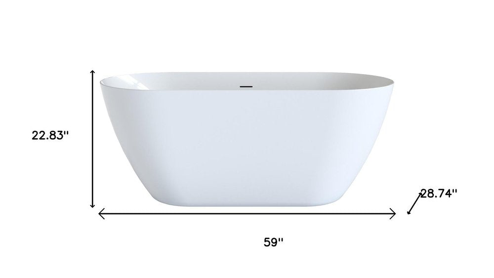 59" White Acrylic Oval Bath Tub
