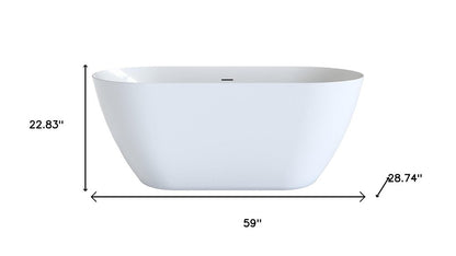 59" White Acrylic Oval Bath Tub