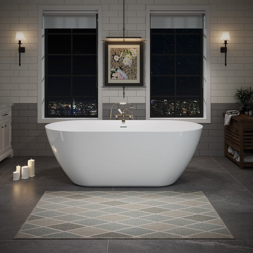 63" White Acrylic Oval Bath Tub