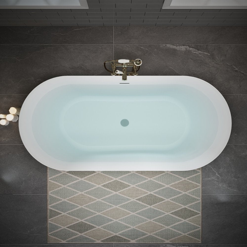 63" White Acrylic Oval Bath Tub