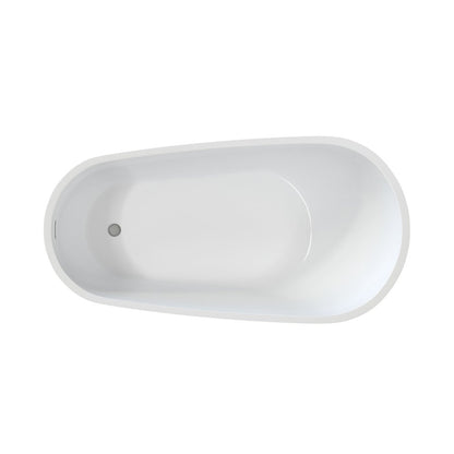 55" White Acrylic Oval Bath Tub