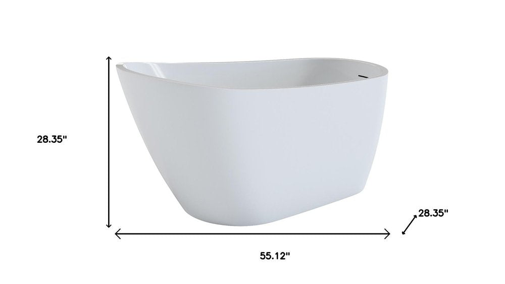 55" White Acrylic Oval Bath Tub