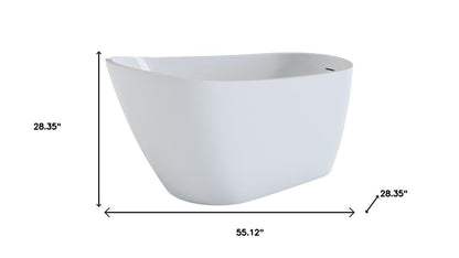 55" White Acrylic Oval Bath Tub