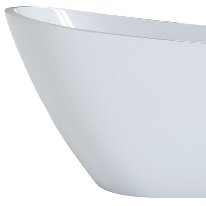 63" White Acrylic Oval Bath Tub