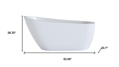 63" White Acrylic Oval Bath Tub